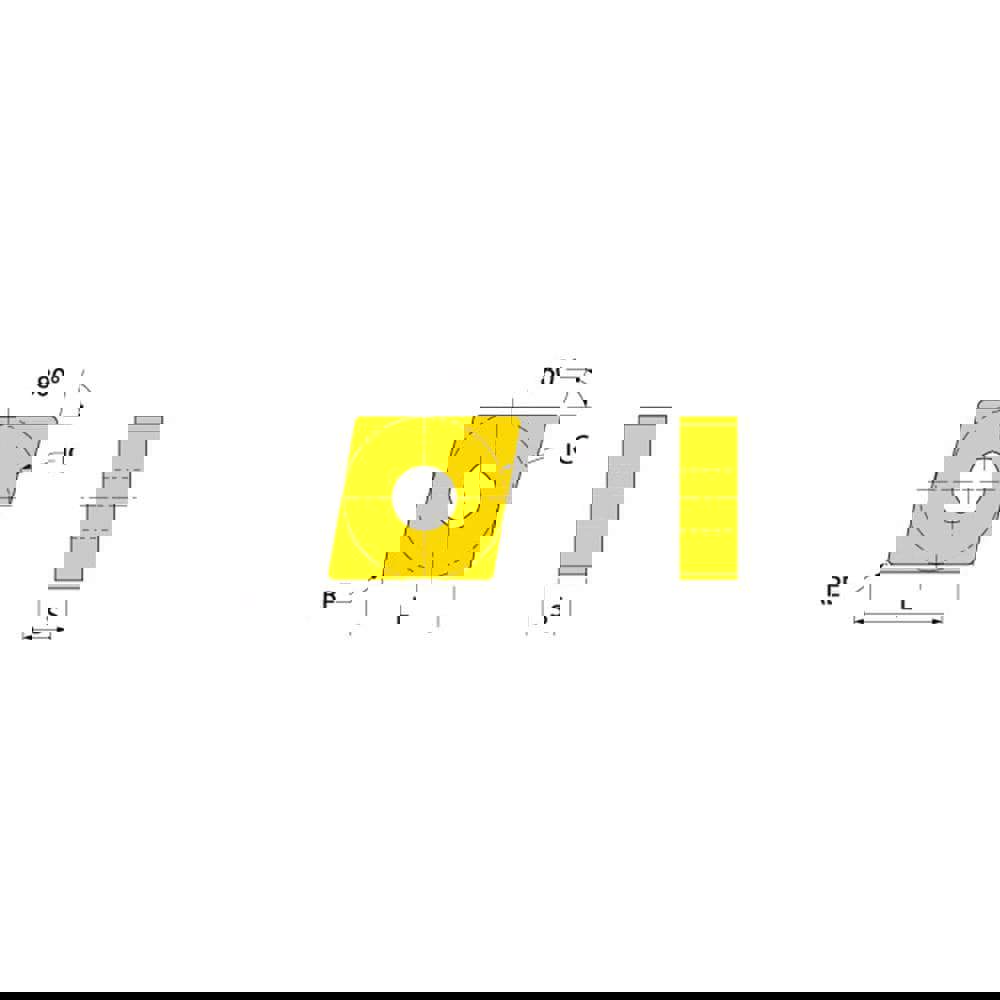 Turning Inserts; Relief Angle: 0 ; Corner Radius (Decimal Inch): 0.0470 ; Included Angle: 80.0 ; Manufacturer Grade: TT8115B ; Coating/Finish: TiCN; Al2O3; TiN ; Wiper Edge: Yes